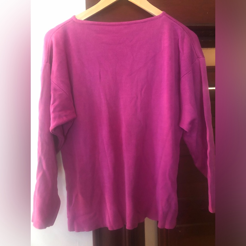 Vintage Mark Shale Vibrant Magenta Crewneck Sweater silk